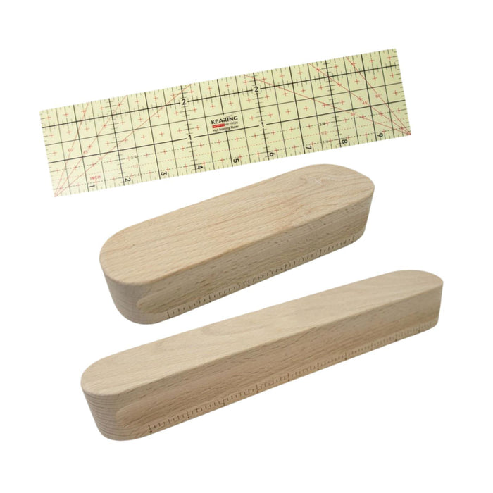 3Pcs Tailors Clapper and Ruler Quilting Dressmaker Set for Ironing Patchwork