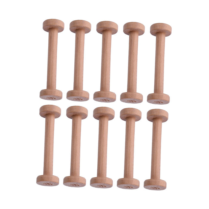 10x Wooden Empty Spools Wooden Spool for Arts Wire Weaving Embroidery Thread Beige