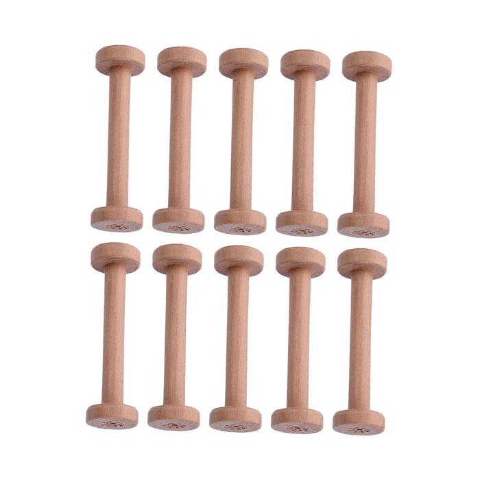 10x Wooden Empty Spools Wooden Spool for Arts Wire Weaving Embroidery Thread Beige