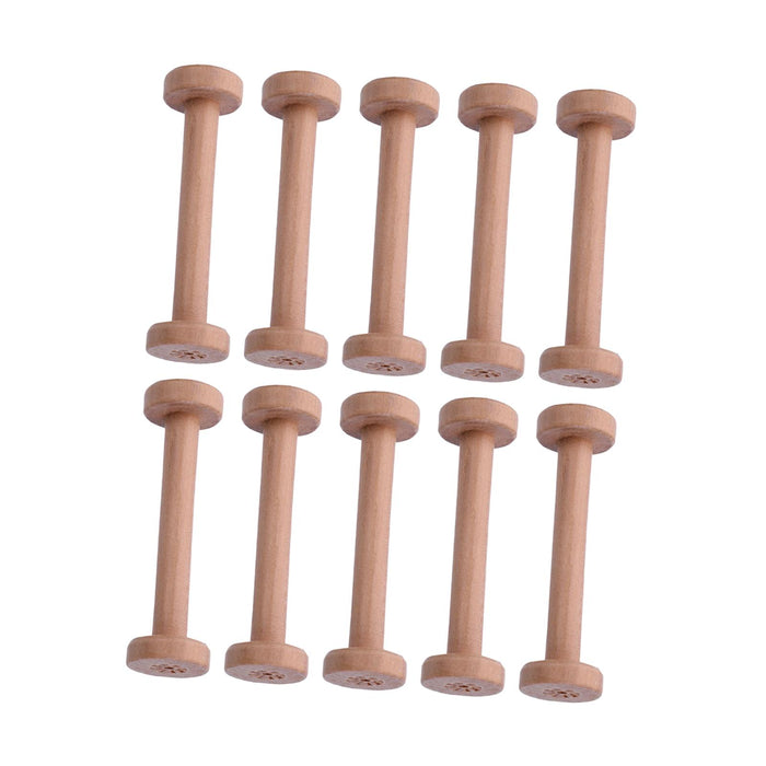 10x Wooden Empty Spools Wooden Spool for Arts Wire Weaving Embroidery Thread Beige