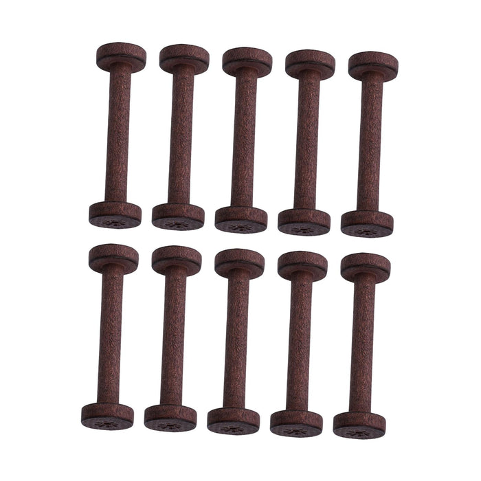 10x Wooden Empty Spools Wooden Spool for Arts Wire Weaving Embroidery Thread Brown