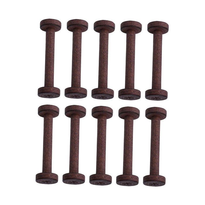 10x Wooden Empty Spools Wooden Spool for Arts Wire Weaving Embroidery Thread Brown