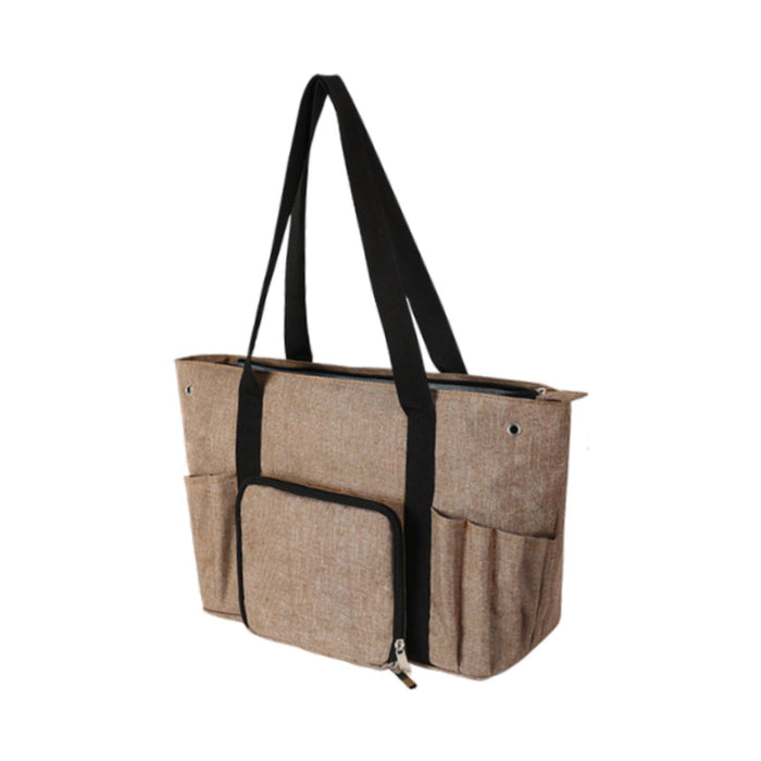 Yarn Storage Tote Bag for Crocheting Lightweight with 2 Holes Yarn Organizer khaki