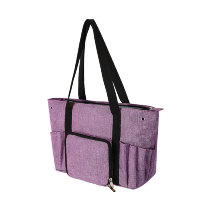 Yarn Storage Tote Bag for Crocheting Lightweight with 2 Holes Yarn Organizer violet