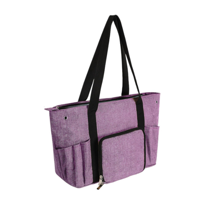 Yarn Storage Tote Bag for Crocheting Lightweight with 2 Holes Yarn Organizer violet