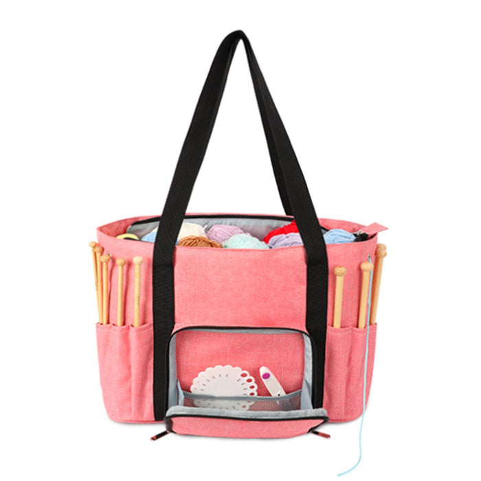 Yarn Tote Organizer Crochet Storage Bag Large Capacity Portable Knitting Bag pink