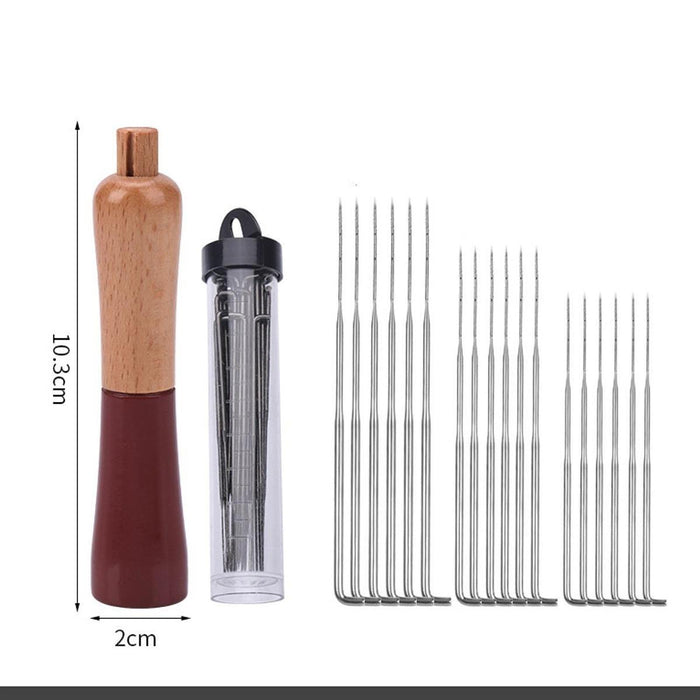 Wood Handle with Felting Needle Wool Needle for DIY Sewing Painting Beginner Red