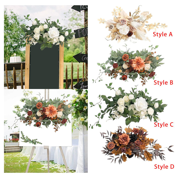 Wedding Arch Flowers Handcraft Front Door Garland for Reception Wall Banquet Style A