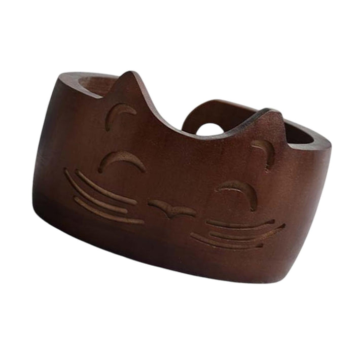 Crofta Wood Yarn Bowl Sturdy for Knitters Adorable Yarn Storage Bowl Yarn Organizer dark brown