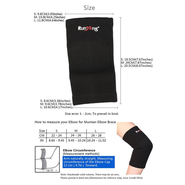 1 Piece Black Elbow Compression Sleeve Support Brace Joint Soreness Relief M