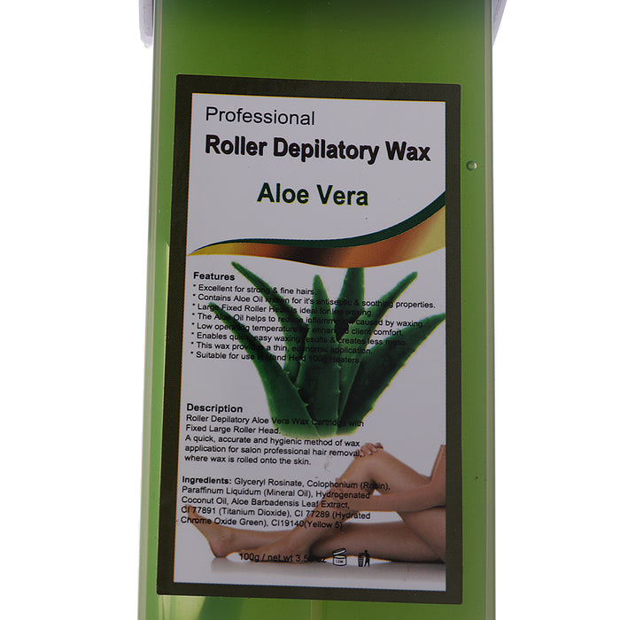 100g Roll On Depilatory Wax Cartridge Heater Waxing Hair Removal aloe