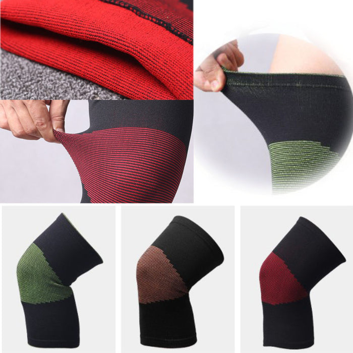 1 Pair Black Sports Knee Sleeves Arthritis Pain Brace Wrap Black Red M