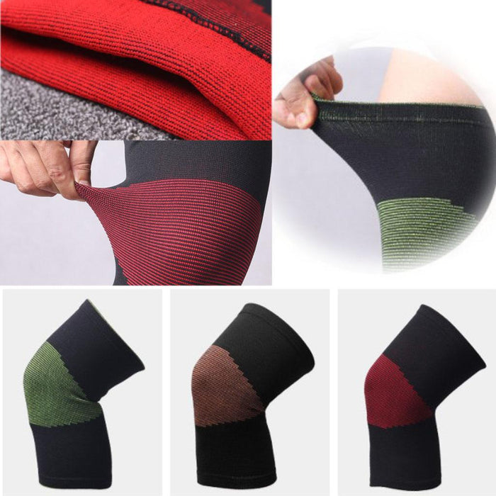 1 Pair Black Sports Knee Sleeves Arthritis Pain Brace Wrap Black Orange L