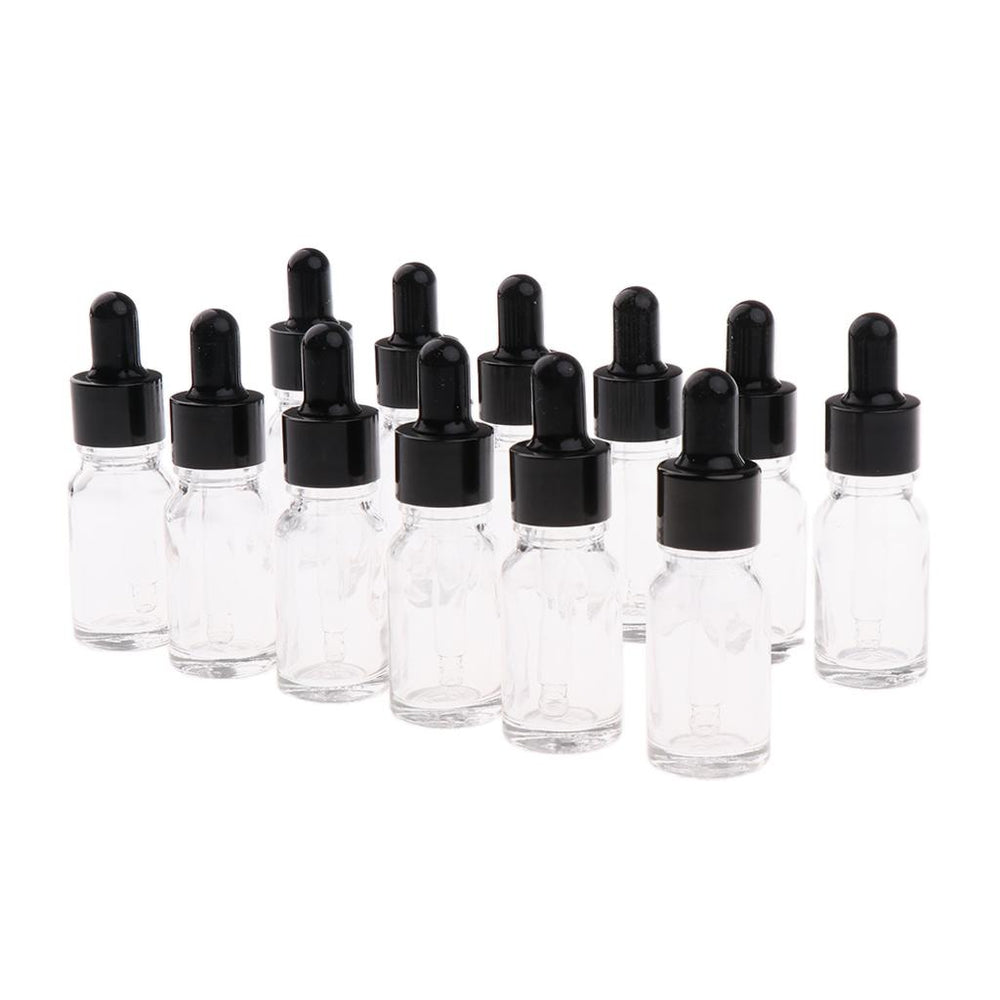 12 Pieces Empty Essential Oil Bottles Liquid Aromatherapy Dropper Clear 10ML