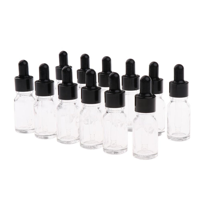 12 Pieces Empty Essential Oil Bottles Liquid Aromatherapy Dropper Clear 15ML