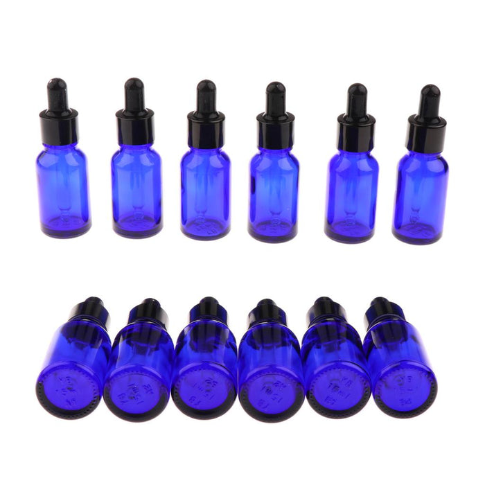 12 Pieces Empty Essential Oil Bottle Glass Liquid Aromatherapy Dropper  15ML