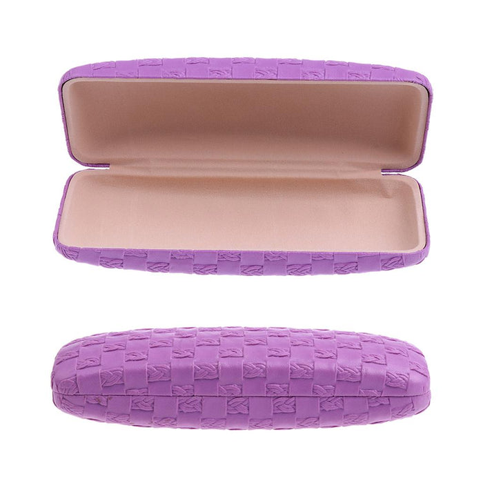 2 Pieces PU Leather Eye Glasses Hard Case Eyewear Box Protector Purple