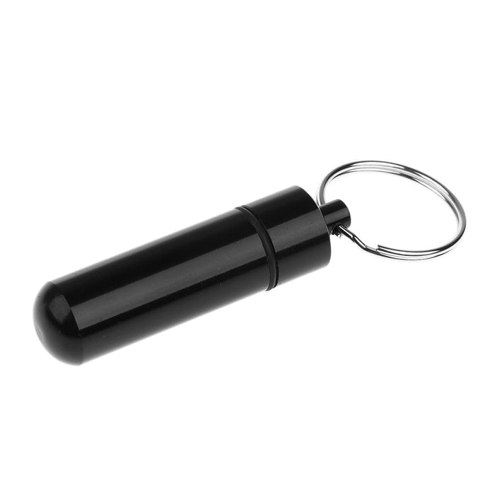 3 Pieces Mini Waterproof Pill Case Box Organizer Holder with Keychain Black