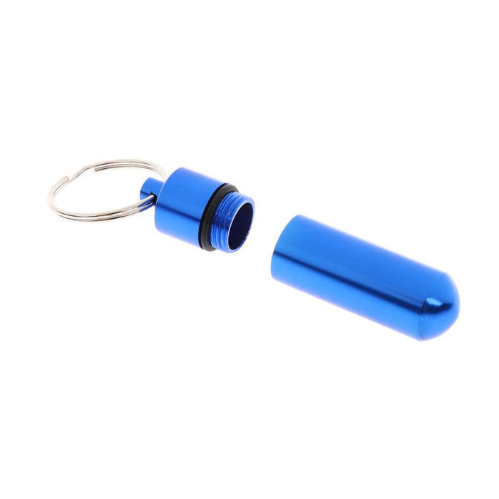 3 Pieces Mini Waterproof Pill Case Box Organizer Holder with Keychain Blue