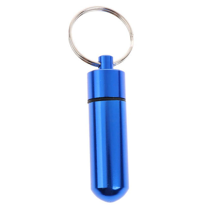 3 Pieces Mini Waterproof Pill Case Box Organizer Holder with Keychain Blue