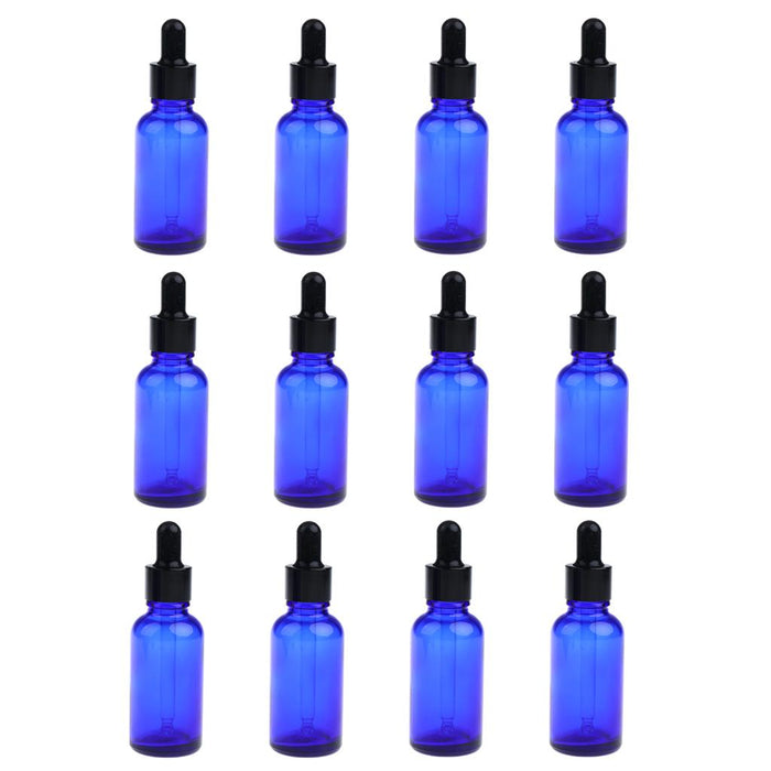 12 Pieces Empty Essential Oils Dropper Bottles Aromatherapy for 30ml Blue