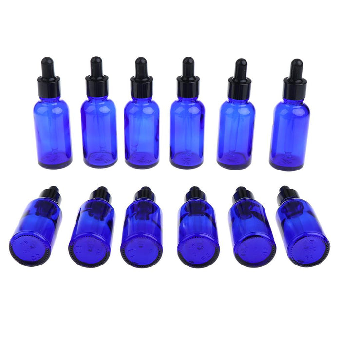 12 Pieces Empty Essential Oils Dropper Bottles Aromatherapy for 30ml Blue