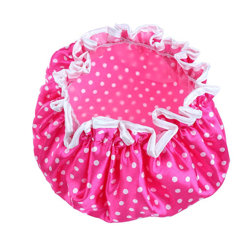 2 Pieces Double Layer Waterproof Shower Bathing Caps for Women Rose Red