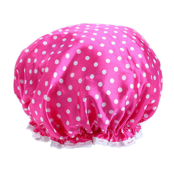 2 Pieces Double Layer Waterproof Shower Bathing Caps for Women Rose Red