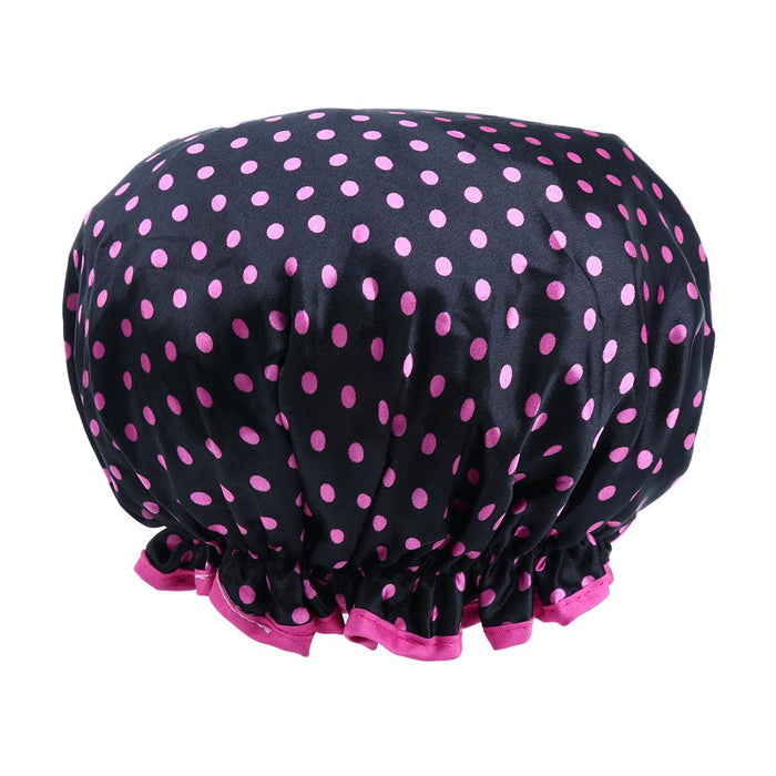 2 Pieces Double Layer Waterproof Shower Bathing Caps for Women Black #1