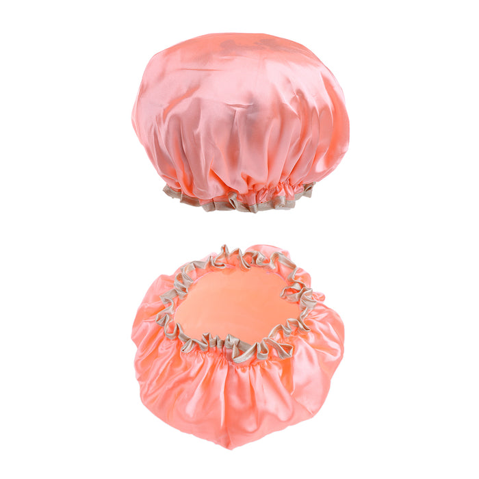 2 Pieces Women Reusable Shower Hats Waterproof Bathing Hair Caps Orange