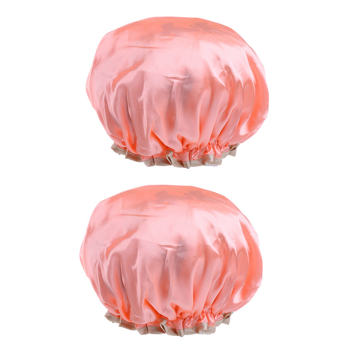 2 Pieces Women Reusable Shower Hats Waterproof Bathing Hair Caps Orange