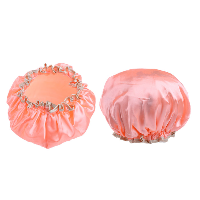 2 Pieces Women Reusable Shower Hats Waterproof Bathing Hair Caps Orange