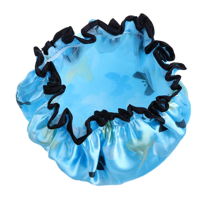 2 Pieces Waterproof Reusable Shower Cap Bath Hat for Women Lady Light Blue