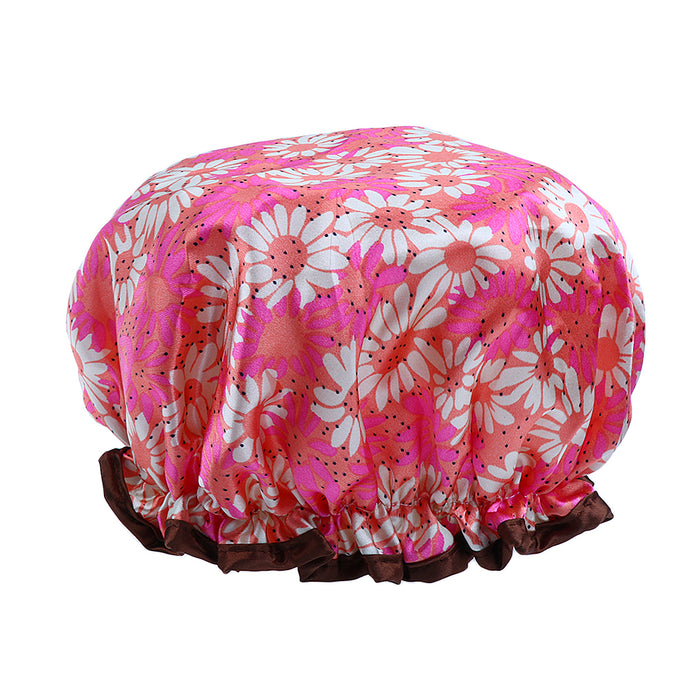 2 Pieces Waterproof Reusable Shower Cap Bath Hat for Women Lady Red