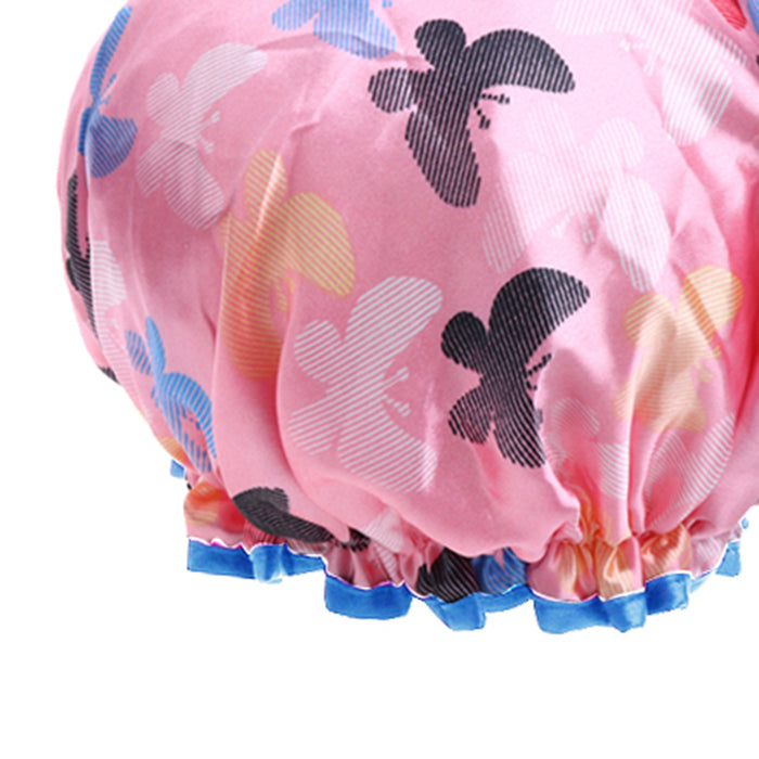 2 Pieces Waterproof Reusable Shower Cap Bath Hat for Women Lady Pink