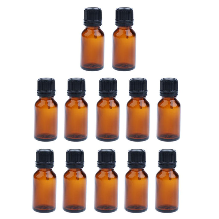 12 Pieces Glass Essential Oil Refillable Brown Amber Bottles for Travel 15ML