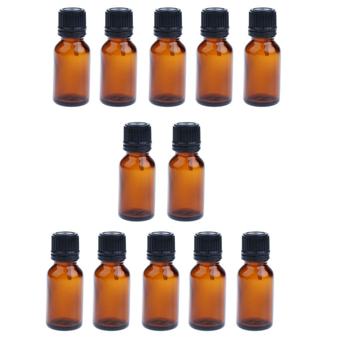 12 Pieces Glass Essential Oil Refillable Brown Amber Bottles for Travel 15ML