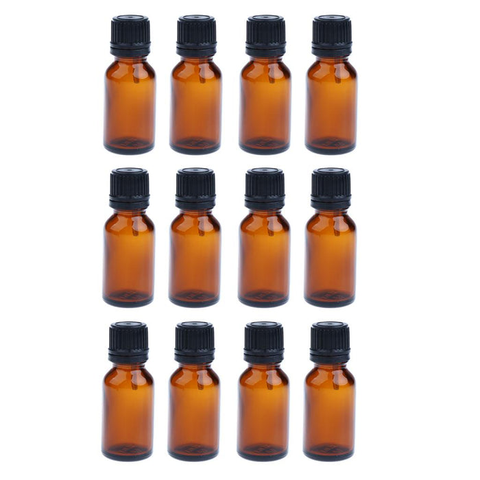 12 Pieces Glass Essential Oil Refillable Brown Amber Bottles for Travel 15ML