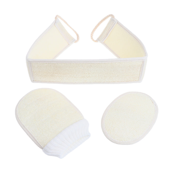 3pcs/Set Natural Loofah Bath Shower Towel Back Scrubber Long Back Towel Shower Glove for Home