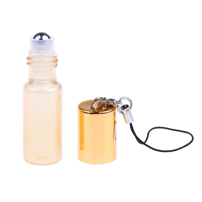 24 Pieces Refillable Glass Roller Essential Oil Bottles Pendant 5ml Gold