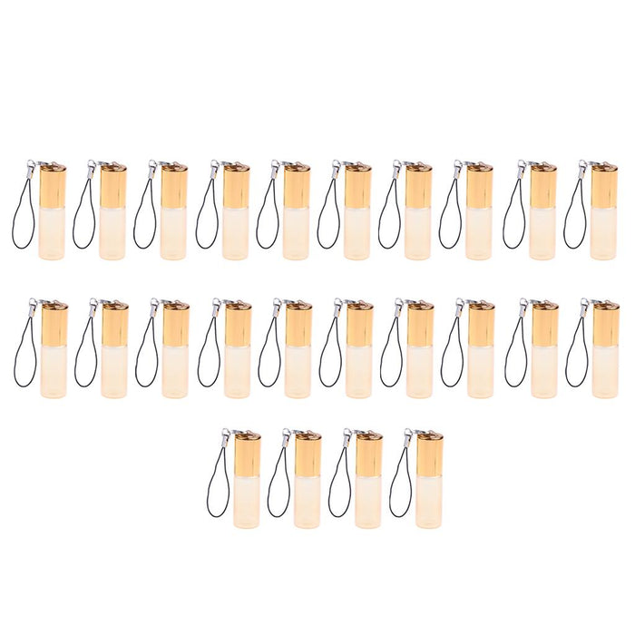 24 Pieces Refillable Glass Roller Essential Oil Bottles Pendant 5ml Gold