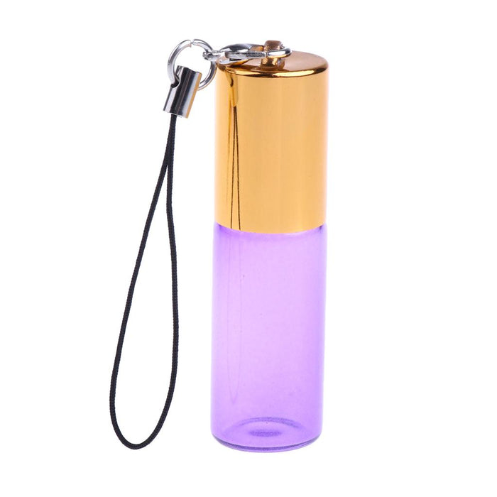 24 Pieces Refillable Glass Roller Essential Oil Bottles Pendant 5ml Purple