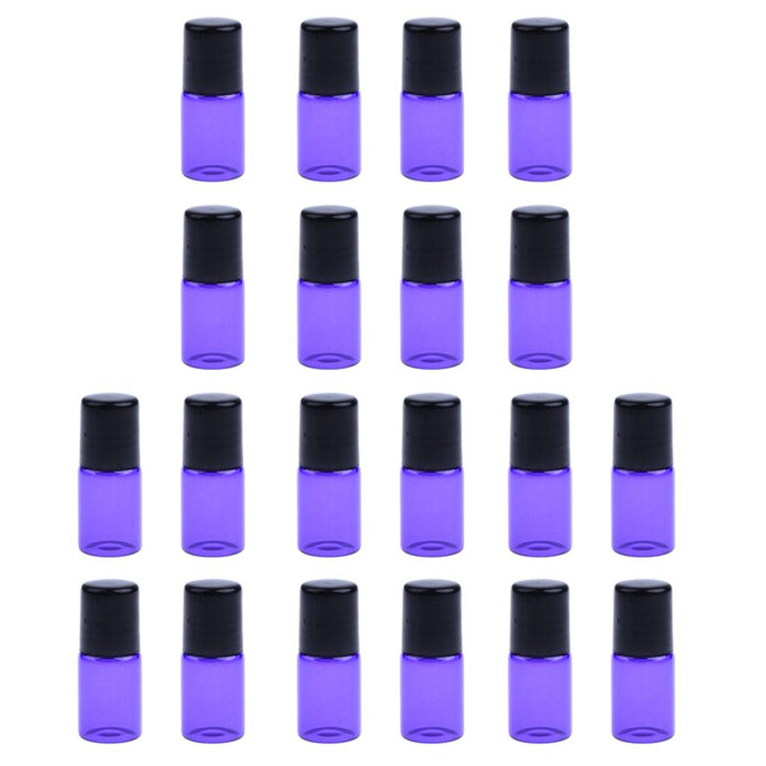 20 Pieces Empty Glass Roll On Bottles for Essential Oil Perfume 1ML Purple