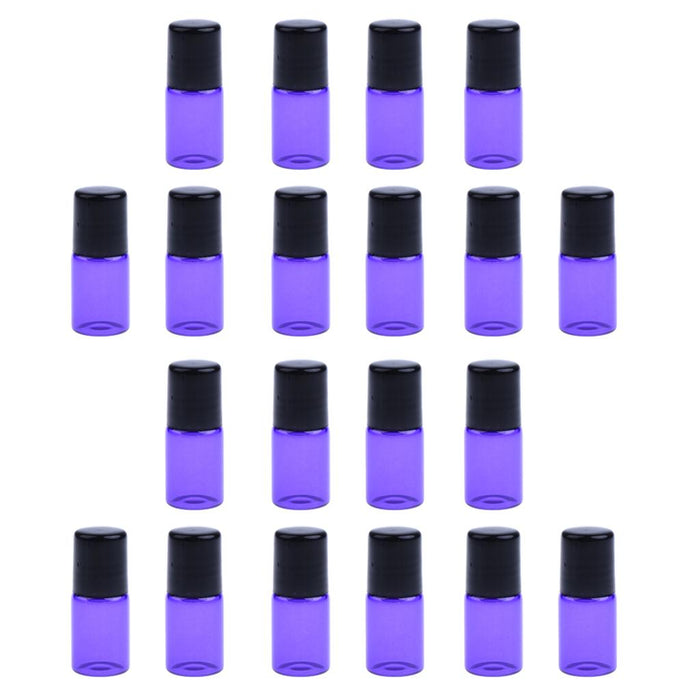 20 Pieces Empty Glass Roll On Bottles for Essential Oil Perfume 3ML Purple