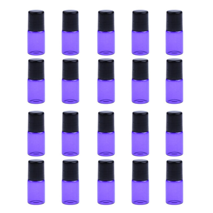 20 Pieces Empty Glass Roll On Bottles for Essential Oil Perfume 3ML Purple