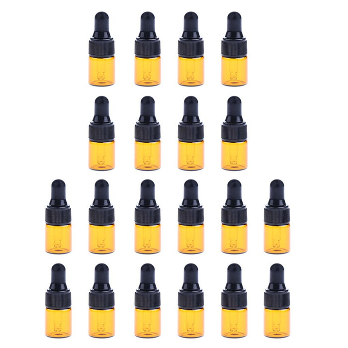 20 Pieces Mini Refillable Glass Dropper Bottle for Essential Oils 1ML