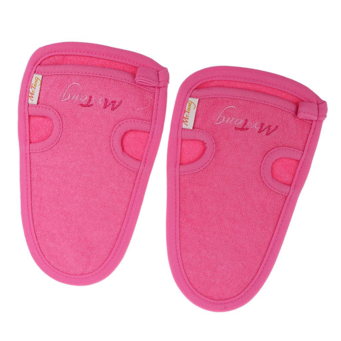 Crofta 2 Pieces Bath Washcloths Skin Exfoliator Glove Shower Body Clean Scrubber Pink