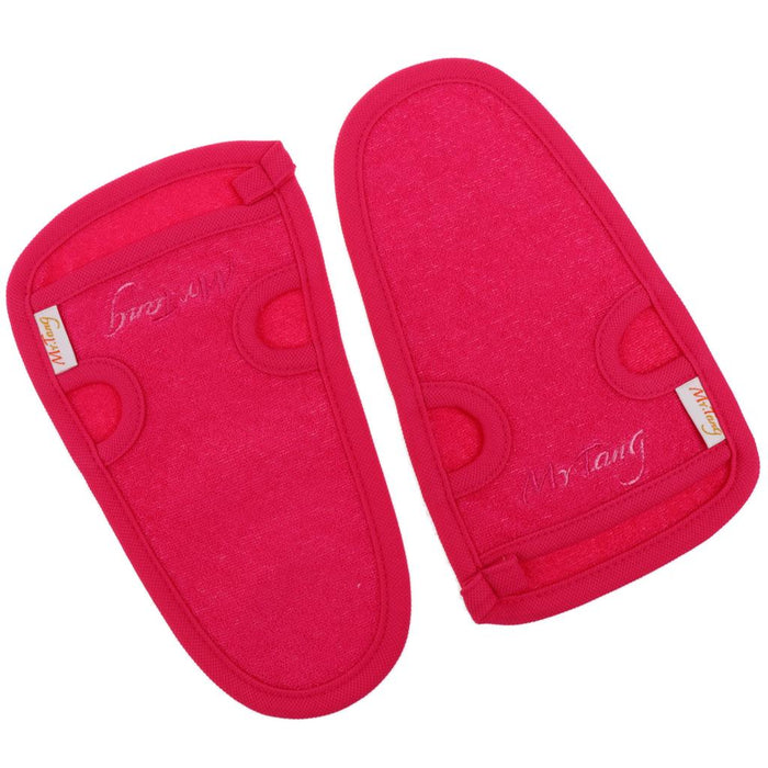 Crofta 2 Pieces Bath Washcloths Skin Exfoliator Glove Shower Body Clean Scrubber Red