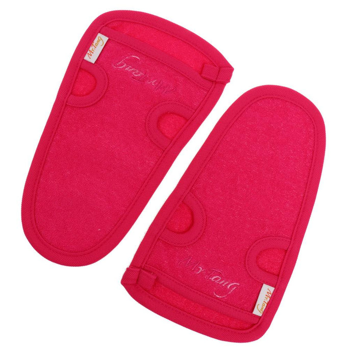 Crofta 2 Pieces Bath Washcloths Skin Exfoliator Glove Shower Body Clean Scrubber Red