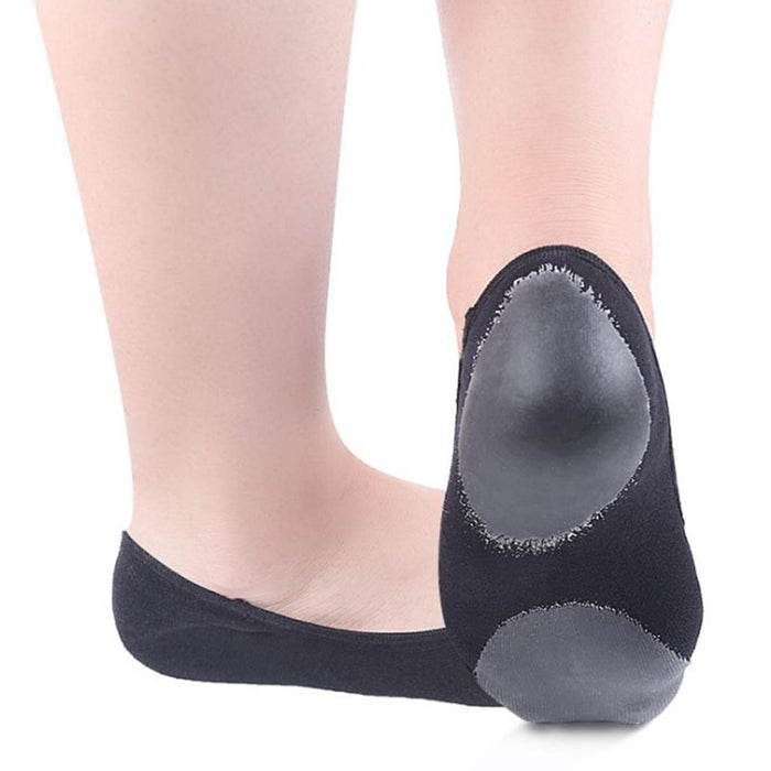 2 Pieces Breathable Gel Non Slip Invisible Socks Low Cut Shoe Liners Black